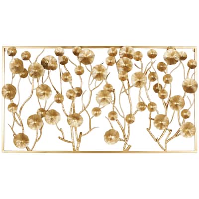 Metal Floral Dimensional Wall Decor - Gold - Roche River Decor