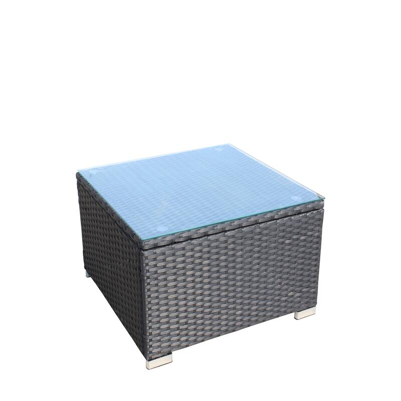 5-Piece Outdoor PE Rattan Sectional Sofa Set with Coffee Table and Waterproof Cushions