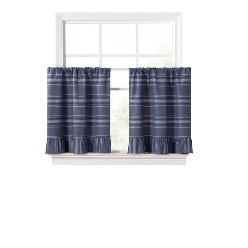 Martha Stewart Ruffle Stripe Valance or Tier Pair Curtain Collection
