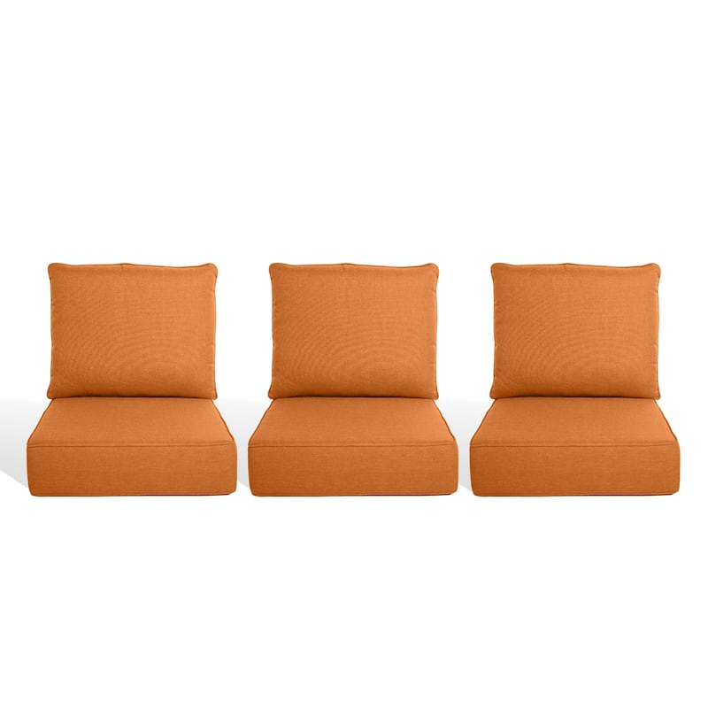 Pocassy 22"x24"x6" Inch Thick Cushions Pillows Indoor Outdoor Cushion 3 Set - Orange Cushion