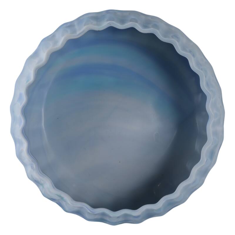 Glass Bowl Carved Stylish Modern Decorative Accent - 5" Blue - 11.75" x 11.75" x 4.75"