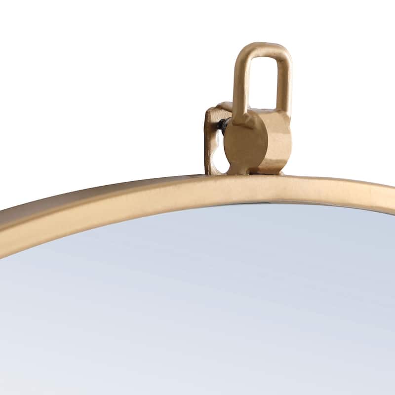 Strick & Bolton Patti Metal 48-inch Round Mirror with Decorative Hook