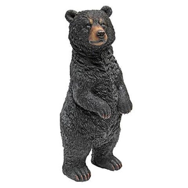 10" Standing Black Bear Outdoor Garden Statue - N/A