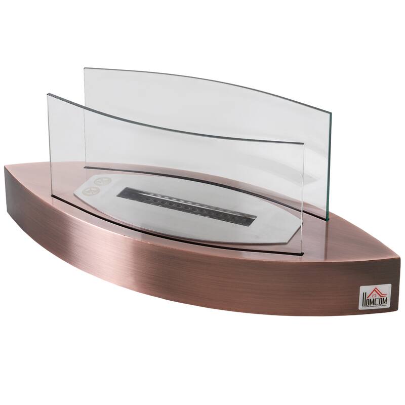 HOMCOM Tabletop Fire Pit Bowl Centerpiece Table Decoration with Glass Walls - N/A