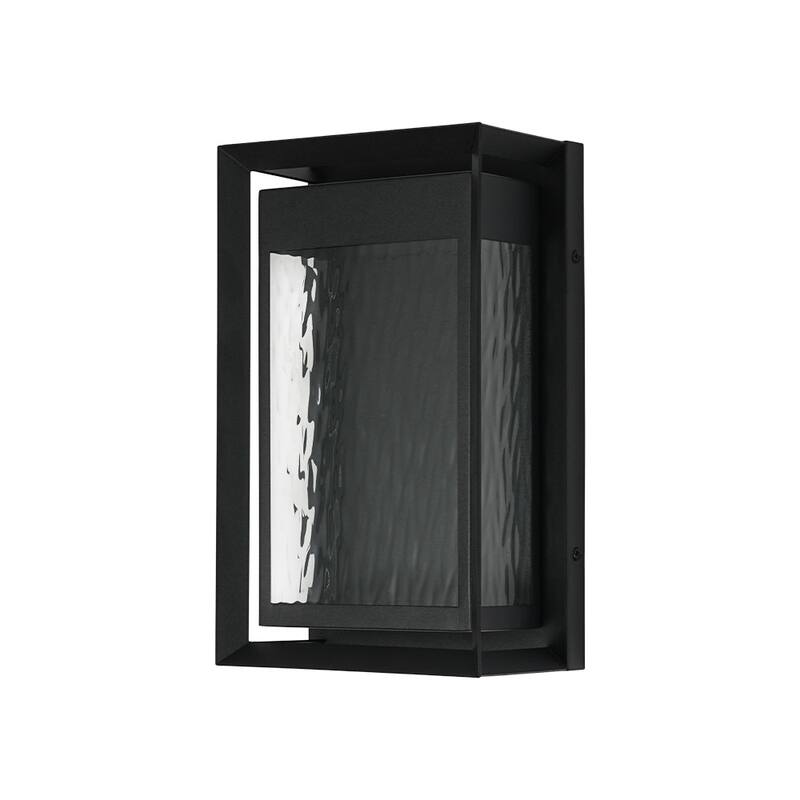 Dimmable LED Rectangle Frame Water Patterned Exterior Wall Sconce - 7.9 in