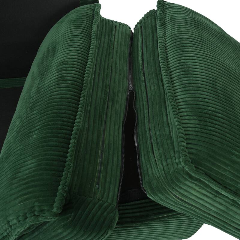 Modern Curved Corduroy Sofa with Decorative Throw Pillows, Plush, Sturdy, and Comfortable Couch for Living Room, Bedroom