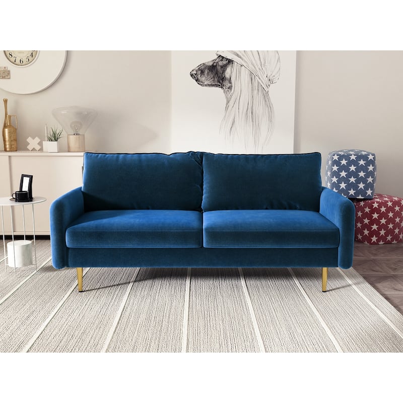 70'' Velvet Square Arm Sofa - Space Blue
