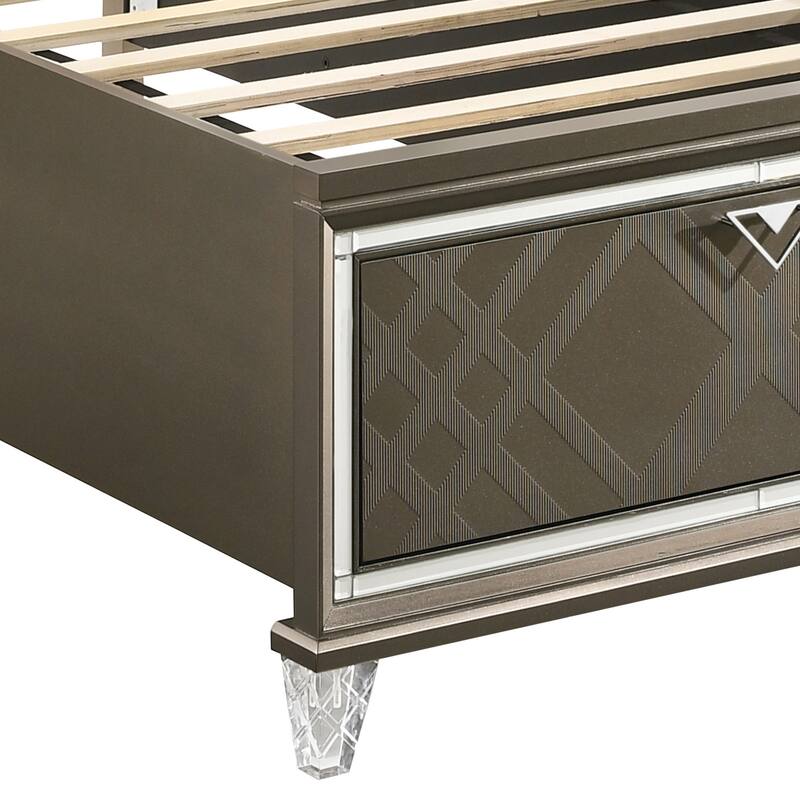 Livonia Dark Champagne Storage Bed with LED Touch Light