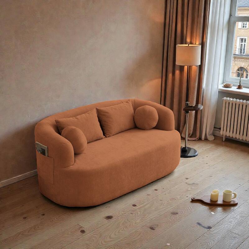 Sofa-in-a-Box Memory Foam 2-Seater Couch, Deep Seat Chenille Loveseat, No Assembly, Modern Compact Sofa for Living Room