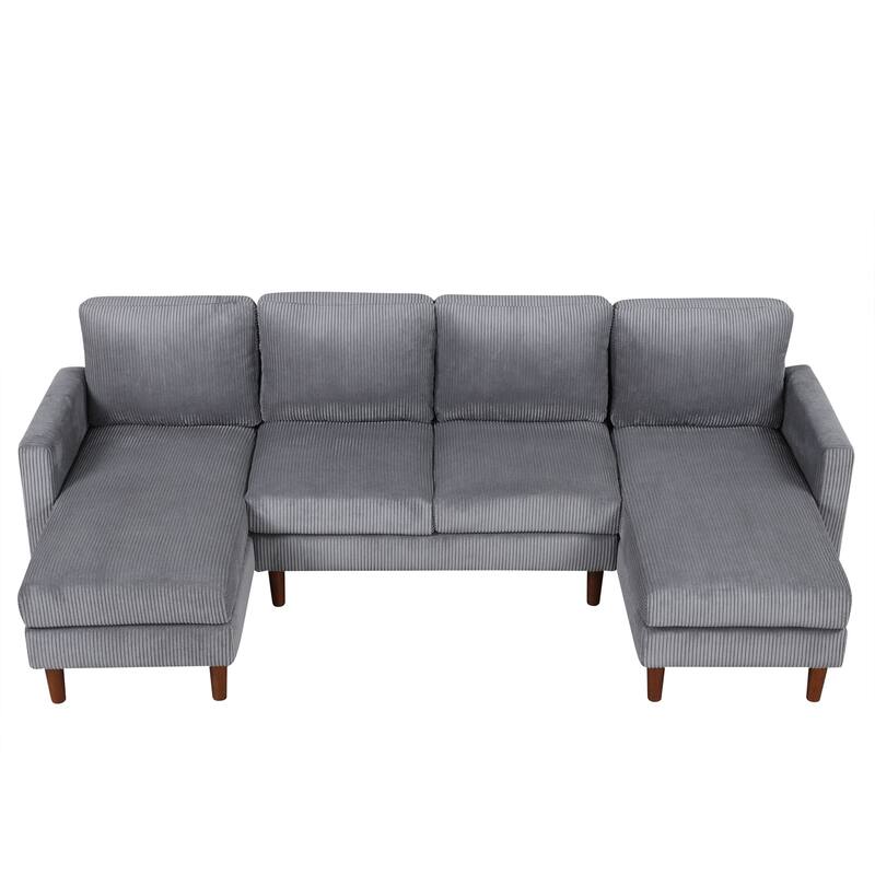 103'' Versatile U-Shaped 4-Seater Sectional Sofa with 2 Chaise Lounges, Solid Wood Legs, and Ample Space