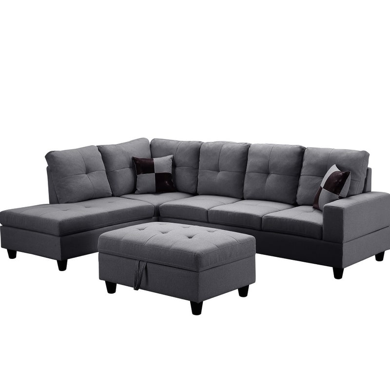 103.5" Modular L-Shaped Corner Sectional Sofa with Storage Ottoman for Living Room