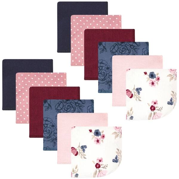 slide 1 of 1, Hudson Baby Infant Girl Flannel Cotton Washcloths, Dusty Rose Floral 12 Pack, One Size - Dusty Rose Floral 12 Pack - One Size One Size - Dusty Rose Floral 12 Pack