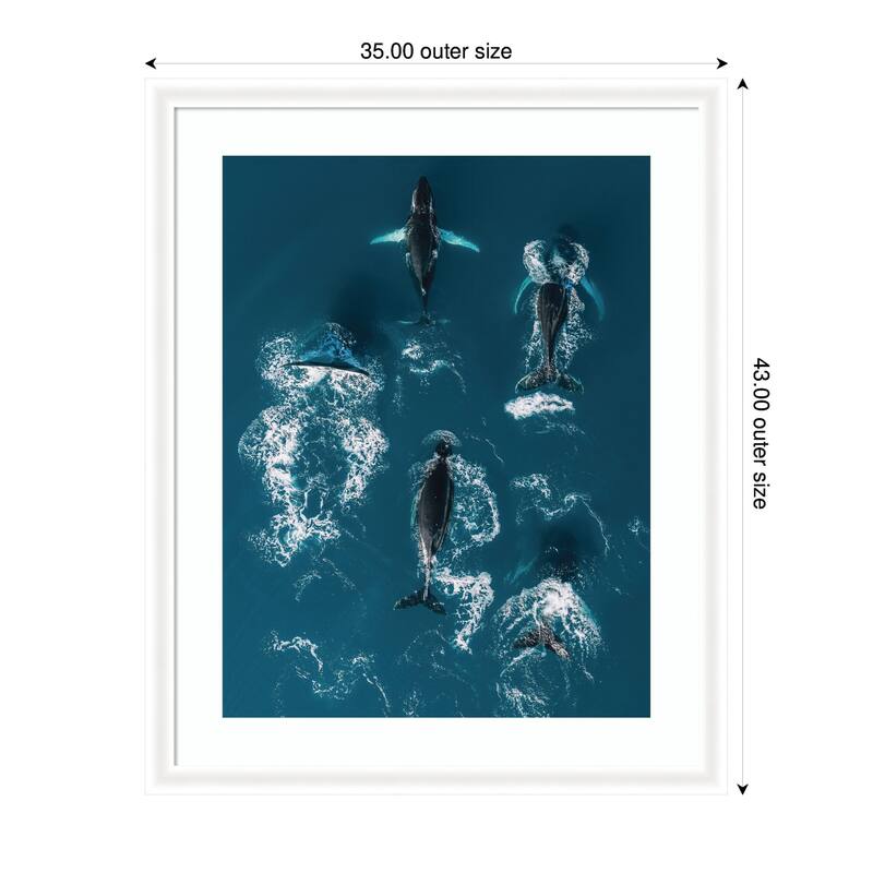 Kate and Laurel Framed Art School of Humpback Whales in the Blue Ocean by Michael Schauer