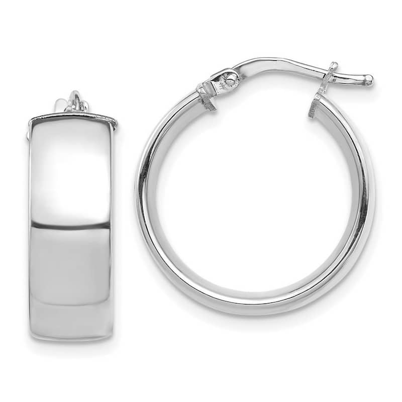 Curata 14k White Gold High Polished Hoop Earrings - 20.46x19mm