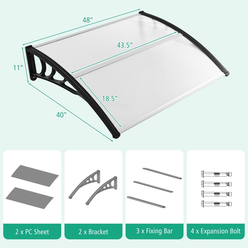 Costway 48" x 40" Window Outdoor Awning Door Canopy Exterior Awning - See Details