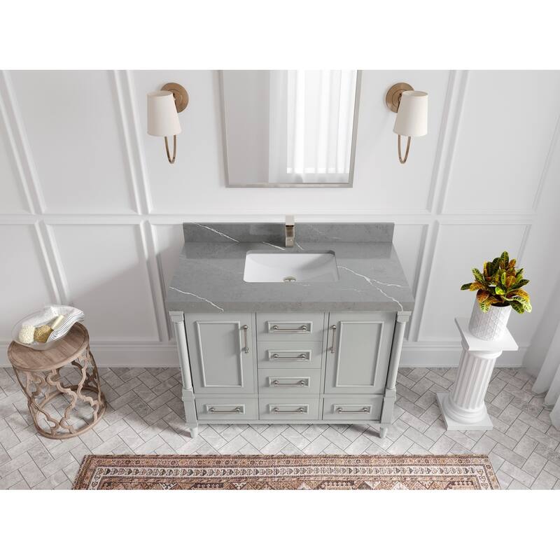 Willow Collections 42 in. W x 22 in. D Aberdeen Single Bowl Sink Bathroom Vanity with Countertop - 2" Piatra Gray - Coventry Gray
