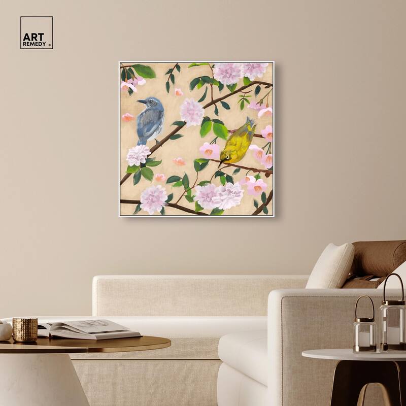 Birds Cuddle Canvas by Art Remedy