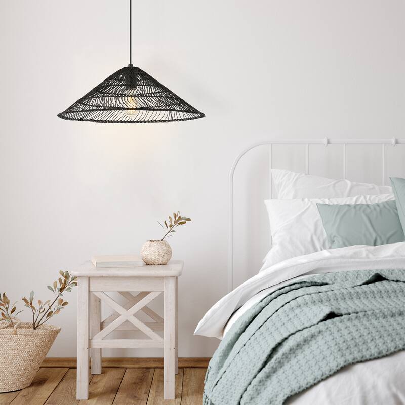 Lucas 1-Light Farmhouse Coastal 180" Cord Plug-In or Hardwired LED Pendant, by JONATHAN Y