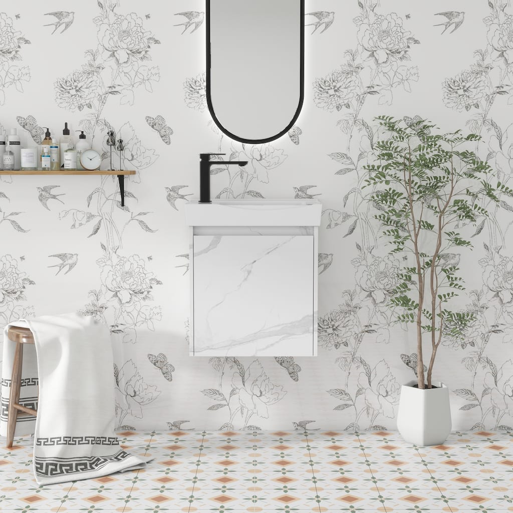 Wall Mounted Bathroom Vanity with Ceramic Sink