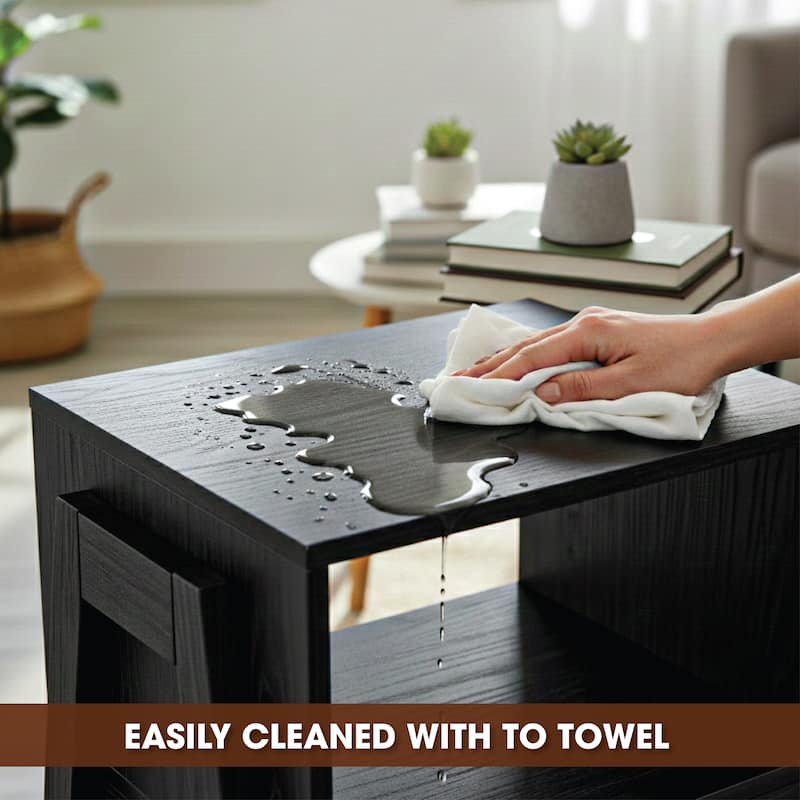 Lido Stackable Space-Saving End Tables (Set 2) in Black Pine