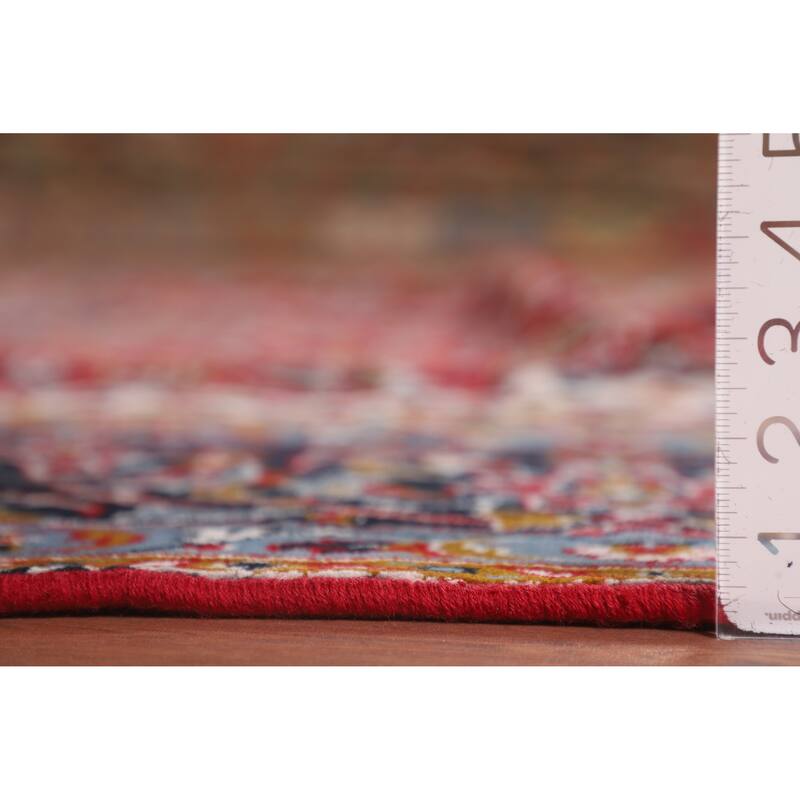Floral Red Kashan Turkish Area Rug Machine Made Medallion Carpet - 9'7" x 12'11"