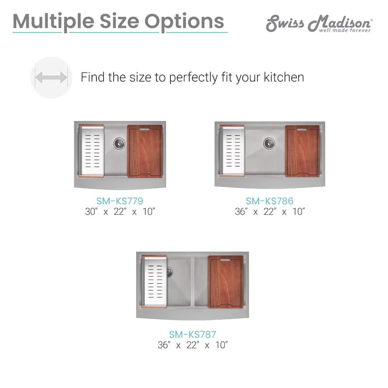 Rivage 36 x 22 Dual Basin Apron Kitchen Workstation Sink