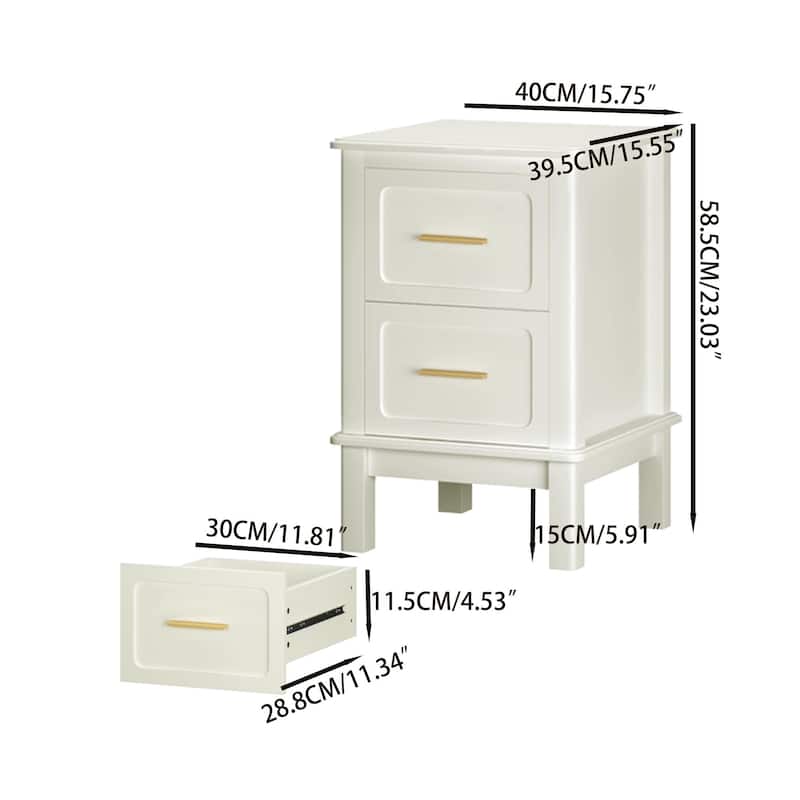 Simple Bedroom Bedside Table Nightstand with 2 Drawers, Accent Table Lamp Table End Table Corner Table