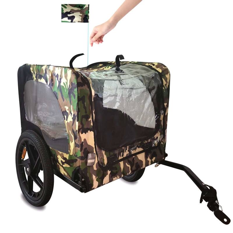 Foldable Dog Bike Trailer with Steel Frame, 16-Inch Wheels, and 88lb Capacity - Anthracite