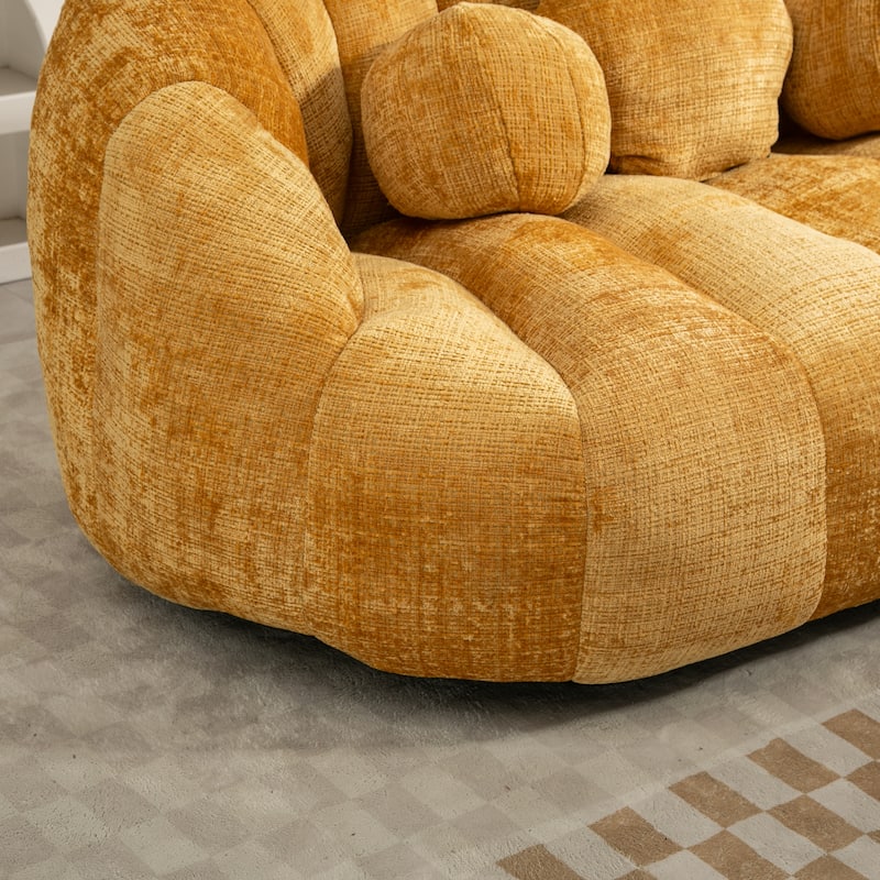 GDFStudio - Charlotte Plush Chenille Two-Seat Bean Bag Sofa for Living Room and Lounge Areas