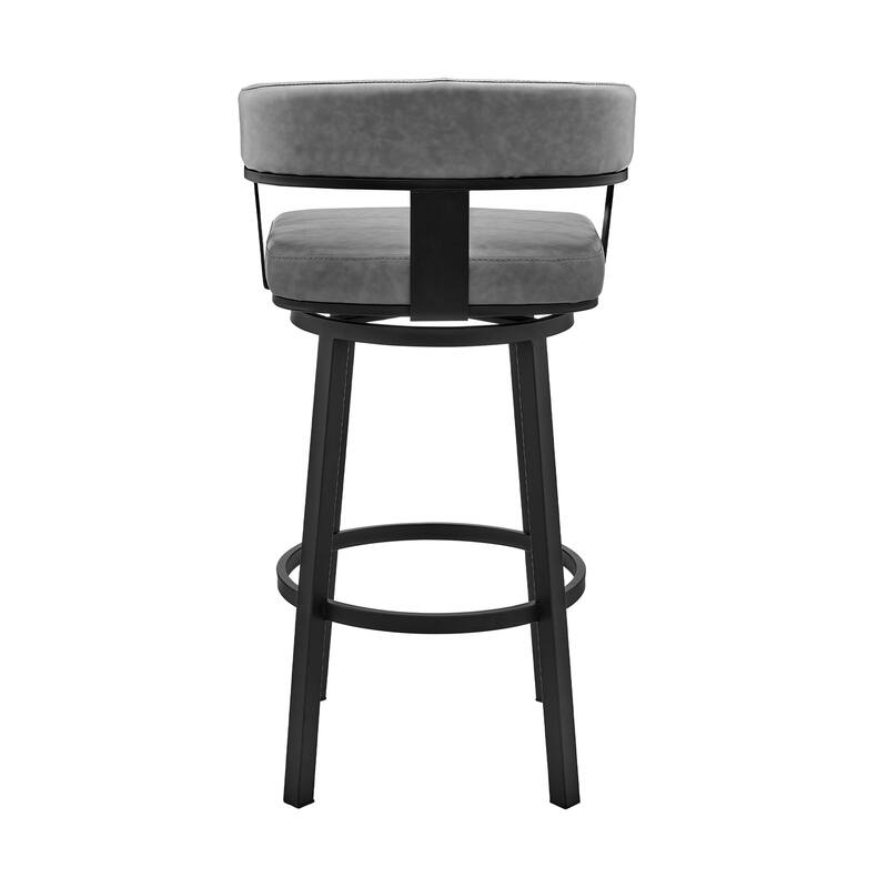Lorin Upholstered Swivel Counter/Bar Stool in Faux Leather with Arms