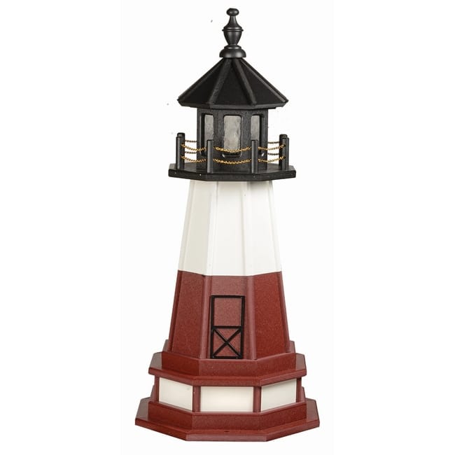 Vermillion Replica Poly Lighthouse with Base - Dawn to Dusk Light - 4 Foot