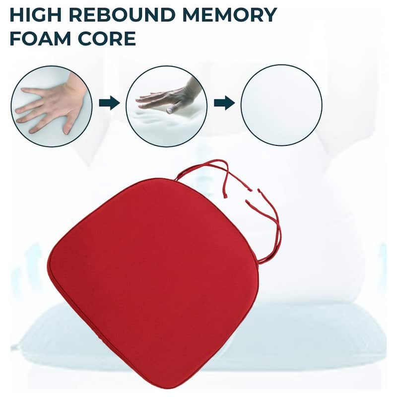 Memory Foam 15" U-Shaped Indoor Outdoor Dining Chair Pad Cushion for Kitchen Patio Garden (Set of 1, 2, 4 or 8)