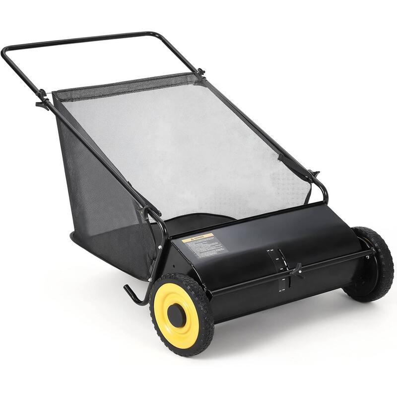 21 Inch Manual Push Lawn Sweeper, 3.5 Cu. Ft. Hopper Capacity Grass Sweeper for Yard and Garden Clean up