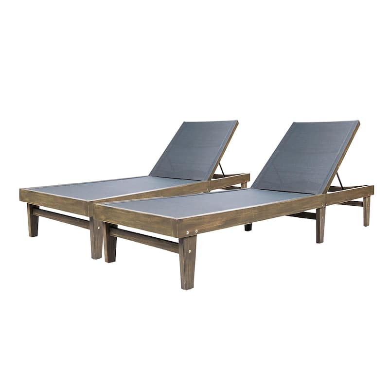 Summerland Outdoor Mesh and Wood Chaise Lounge (Set of 2) by Christopher Knight Home
