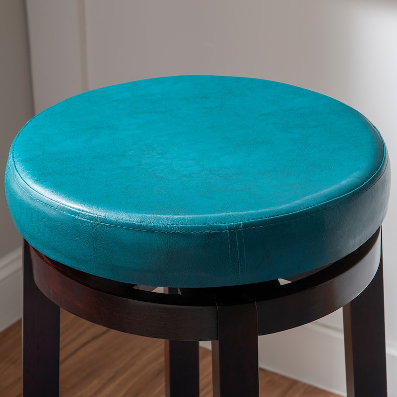 Linon Bennery Backless Teal Swivel Bar Stool