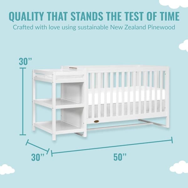 Dream On Me Milo 5-In-1 Convertible Crib and Changing Table I Free Changing Pad