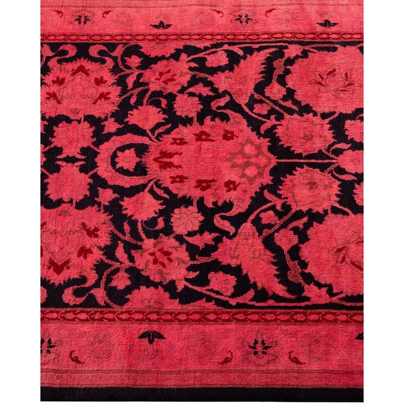Overton Hand Knotted Wool Vintage Inspired Modern Contemporary Overdyed Red Runner Rug - 2' 6" x 12' 10"