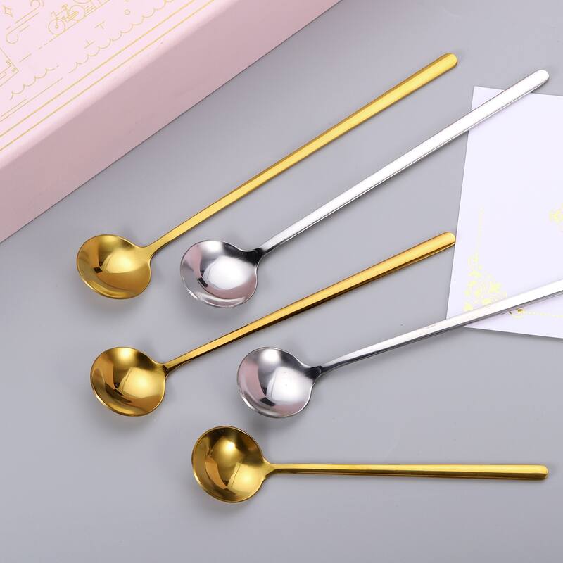 8Pcs 5" Stainless Steel Espresso Spoons Mini Coffee Spoon Teaspoon