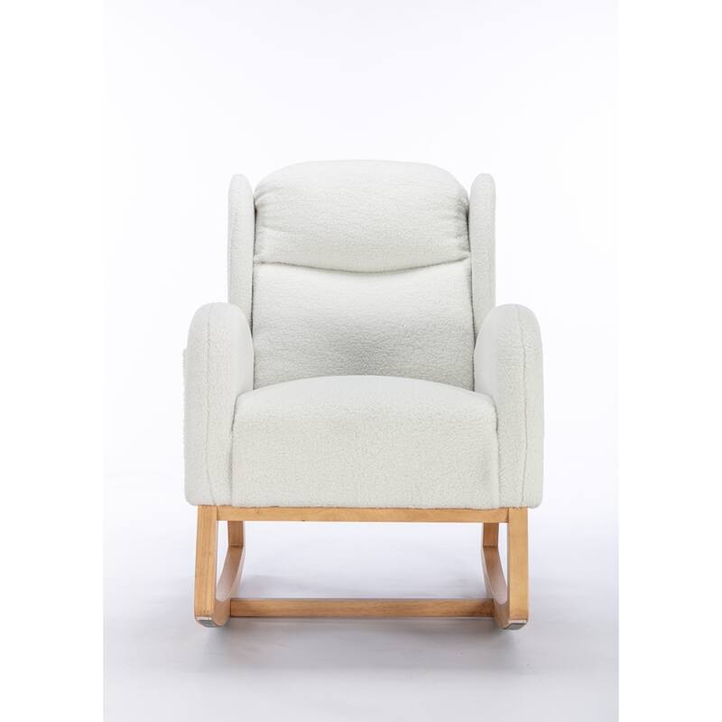 Modern Teddy Fabric Rocking Chair With Packet Wood Leg