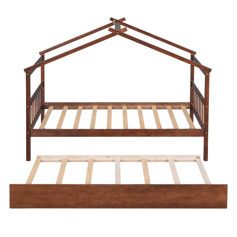 Wooden House Bed with Trundle Creativity House Bed Maximized space