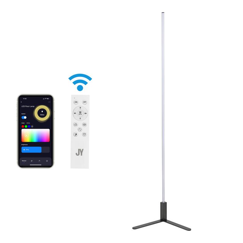 Malthe 60.5" Modern Contemporary Aluminum/Iron Integrated LED Post Floor Lamp, by JONATHAN Y