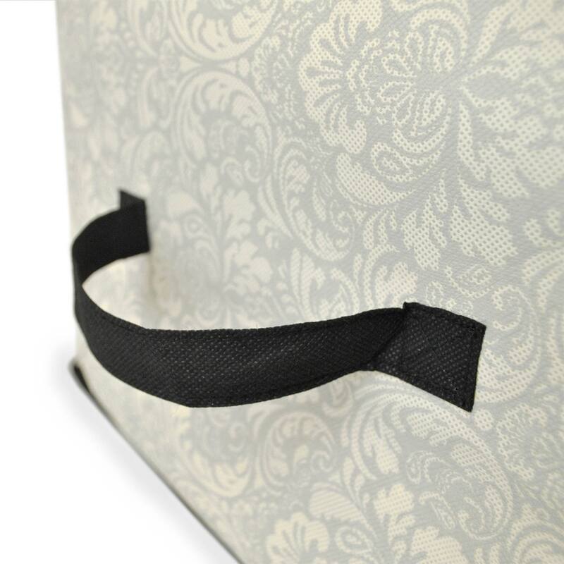 Set of 2 Gray Damask Soft Storage Bins w/ Zipper Closure 18