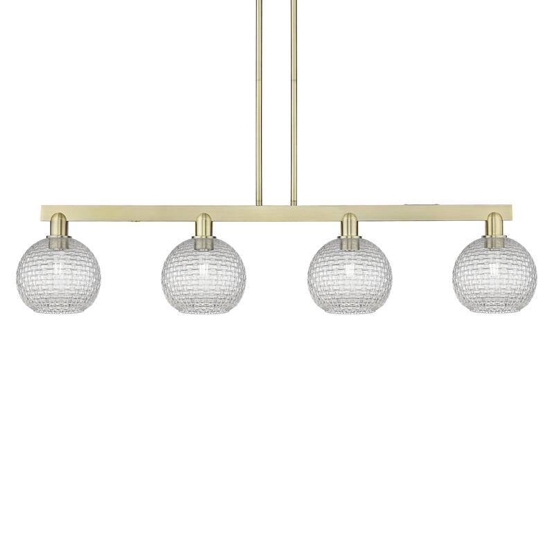 Innovations Lighting 716-4I-11-51 Athens Linear Athens 4 Light 51" - Antique Brass / Clear Basketweave