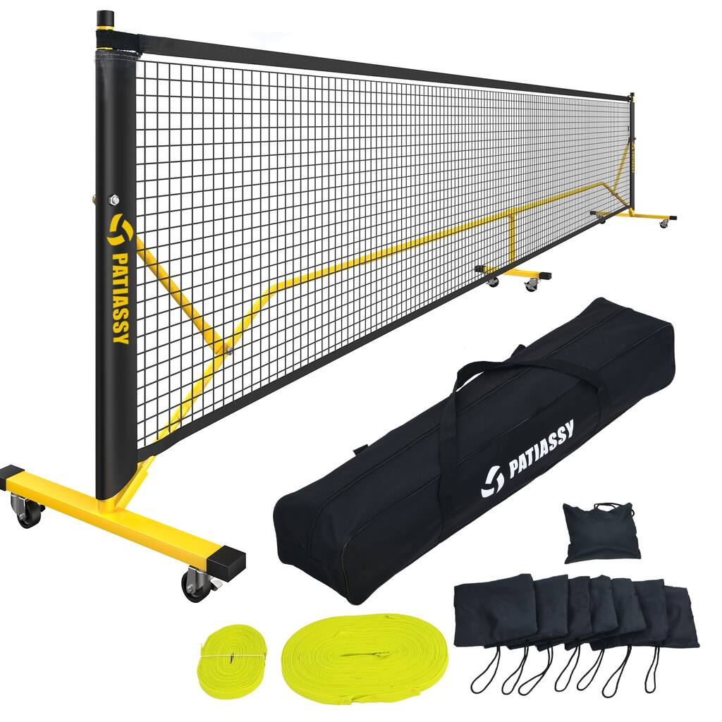 Patiassy Pickleball Net Set with Wheels and Pickleball Court Marking Kit 22 FT