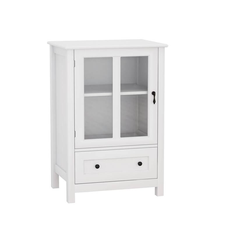 Kitchen Sideboard with Single Glass Doors, Coffee Bar Cabinet with Drawer, Floor Cabinet Cupboard with Adjustable Shelf