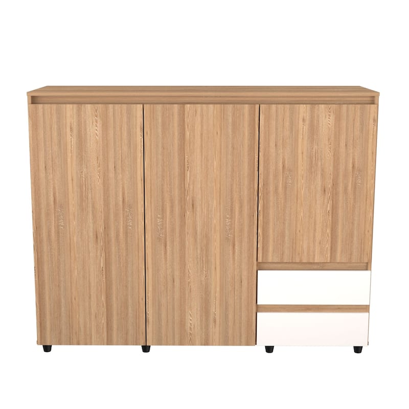 Low Profile Armoire/ Wardrobe by Inval - Amaretto Oak / White