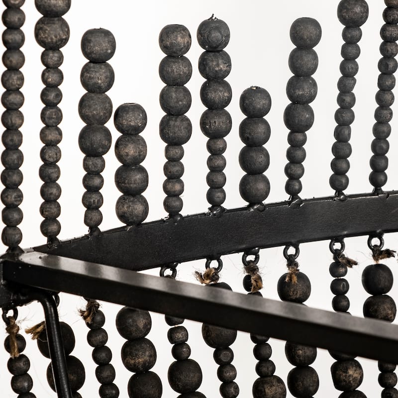 Liam I Black Wooden Bead Bowl-Shaped Chandelier