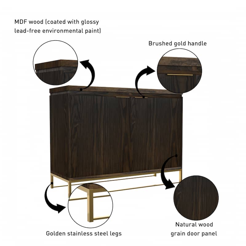Clihome Furniture Wood 2-Door Accent Cabinet