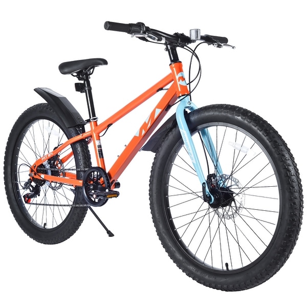 Mountain Bike for Girls and Boys, 24-Inch Fat Tire, Shimano 7