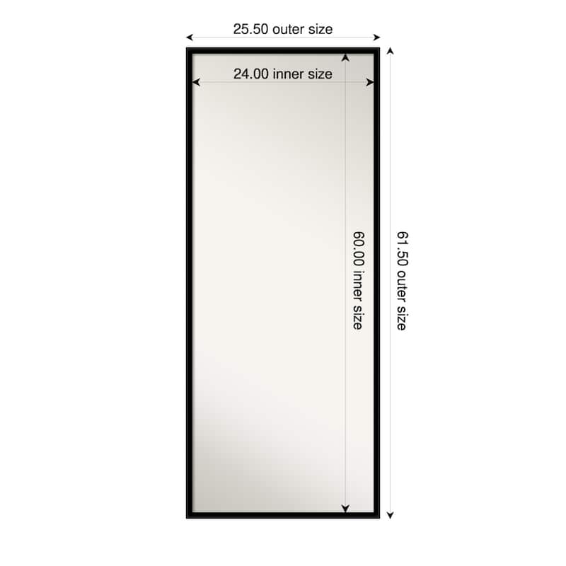 Incline Non-Beveled Wood Framed Full-Length Floor Leaner Mirror - 26 x 62 in - Incline Black